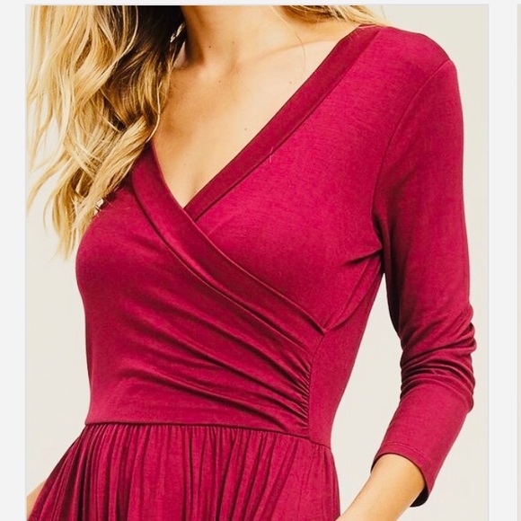 1 LEFT! Burgundy Maxi Dress - Picture 3 of 3